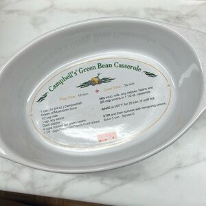 Campbell’s M’m Good! Green bean casserole oval dish w/recipe printed inside